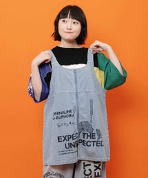ScoLar(スカラー) ロゴ半ラバープリント デニムorヒッコリー2wayベスト
