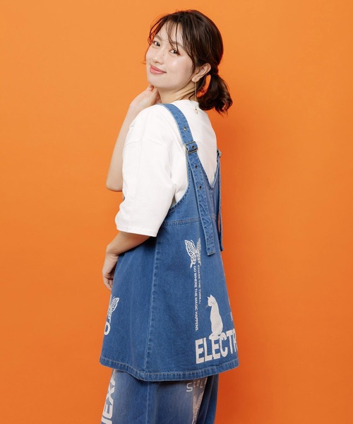 ScoLar(スカラー)の「ScoLar(スカラー) ロゴ半ラバープリント デニムorヒッコリー2wayベスト(ベスト・レディース・ブルー系その他/ブルー/ブラック・MEDIUM)」の16枚目の写真