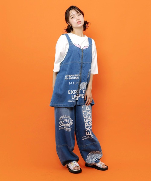 ScoLar(スカラー)の「ScoLar(スカラー) ロゴ半ラバープリント デニムorヒッコリー2wayベスト(ベスト・レディース・ブルー系その他/ブルー/ブラック・MEDIUM)」の15枚目の写真