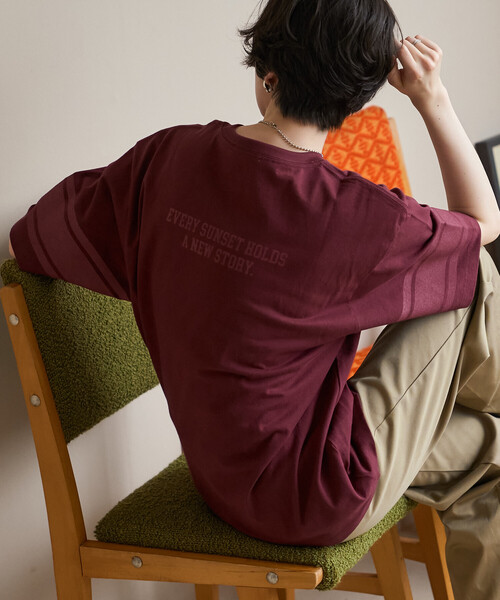 FREAK'S STORE（フリークスストア）の「カレッジ ナンバリングTシャツ/ナンバーTシャツ（Tシャツ/カットソー・レディース・ワインレッド/オフホワイト/ネイビー・ﾌﾘ-）」の4枚目の写真