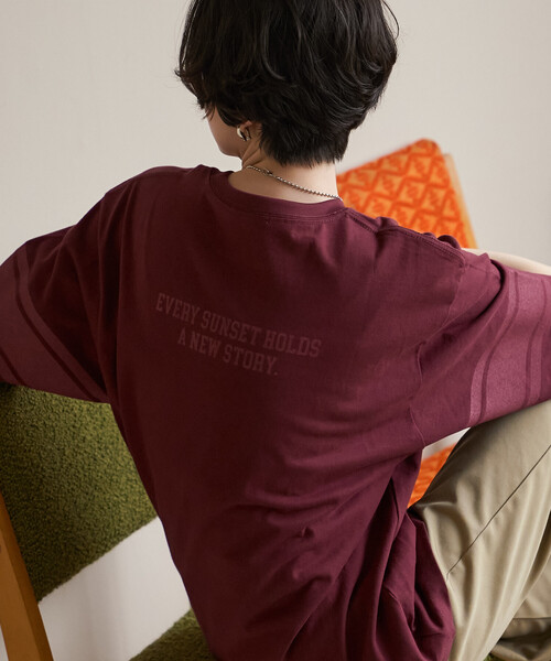 FREAK'S STORE（フリークスストア）の「カレッジ ナンバリングTシャツ/ナンバーTシャツ（Tシャツ/カットソー・レディース・ワインレッド/オフホワイト/ネイビー・ﾌﾘ-）」の5枚目の写真