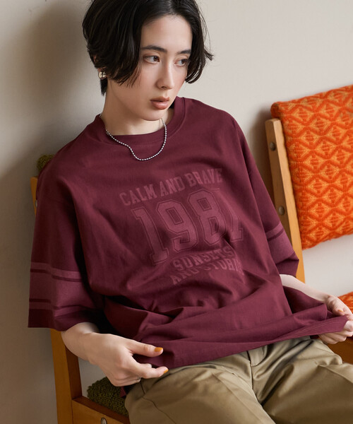 FREAK'S STORE（フリークスストア）の「カレッジ ナンバリングTシャツ/ナンバーTシャツ（Tシャツ/カットソー・レディース・ワインレッド/オフホワイト/ネイビー・ﾌﾘ-）」の7枚目の写真