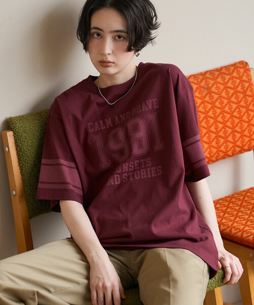 FREAK'S STORE（フリークスストア）の「カレッジ ナンバリングTシャツ/ナンバーTシャツ（Tシャツ/カットソー・レディース・ワインレッド/オフホワイト/ネイビー・ﾌﾘ-）」の8枚目の写真
