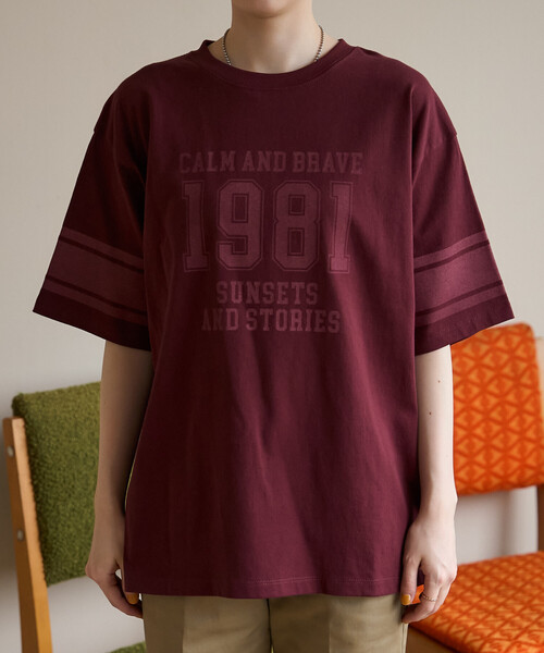 FREAK'S STORE（フリークスストア）の「カレッジ ナンバリングTシャツ/ナンバーTシャツ（Tシャツ/カットソー・レディース・ワインレッド/オフホワイト/ネイビー・ﾌﾘ-）」の9枚目の写真