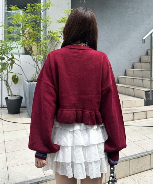 CIAOPANIC(チャオパニック)の「シャギー配色ロゴフリルニットカーディガン(カーディガン/ボレロ・レディース・ミント/グリーン/サックスブルー/ネイビー/アイボリー/ピンク/グレー/ブラウン/ホワイト/イエロー/バーガンディー・ONE SIZE)」の21枚目の写真