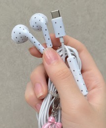 SPINNS（スピンズ）の「有線イヤホン/総柄カラー/全6種/ハートxピンク/クローバーxホワイト/スターxブラウン/スターxブルー/スターxブラック/ヒョウxブラウン（ヘッドフォン/イヤホン）」