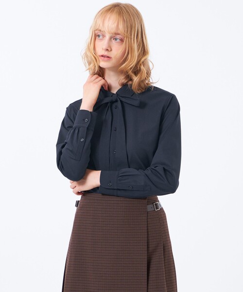 MACKINTOSH PHILOSOPHY(マッキントッシュ フィロソフィー)の「【TROTTER(トロッター)シリーズ】リボンタイシャツ(シャツ/ブラウス・レディース・パープル系その他6/ダークネイビー/オフホワイト・36/34/38)」の2枚目の写真
