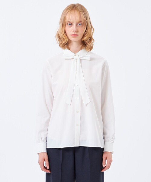 MACKINTOSH PHILOSOPHY(マッキントッシュ フィロソフィー)の「【TROTTER(トロッター)シリーズ】リボンタイシャツ(シャツ/ブラウス・レディース・パープル系その他6/ダークネイビー/オフホワイト・36/34/38)」の13枚目の写真
