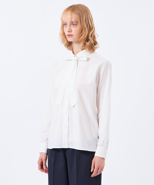 MACKINTOSH PHILOSOPHY(マッキントッシュ フィロソフィー)の「【TROTTER(トロッター)シリーズ】リボンタイシャツ(シャツ/ブラウス・レディース・パープル系その他6/ダークネイビー/オフホワイト・36/34/38)」の14枚目の写真