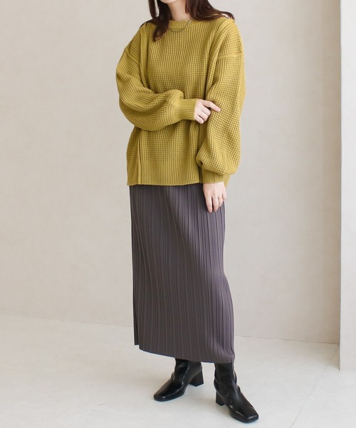 NYLAUS(ナイラス)の「【SG】ワッフルニット トップス プルオーバー(ニット/セーター・レディース・アイボリー/チャコールグレー・FREE)」の21枚目の写真