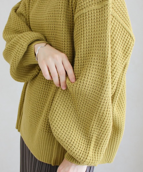 NYLAUS(ナイラス)の「【SG】ワッフルニット トップス プルオーバー(ニット/セーター・レディース・アイボリー/チャコールグレー・FREE)」の20枚目の写真