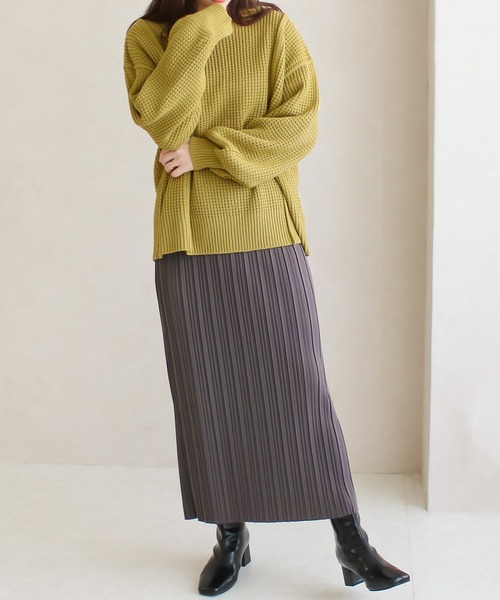 NYLAUS(ナイラス)の「【SG】ワッフルニット トップス プルオーバー(ニット/セーター・レディース・アイボリー/チャコールグレー・FREE)」の22枚目の写真