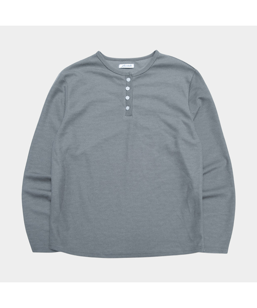 PLACESTUDIOMAN(プレイススタジオメンズ)の「コンフォートベーシックヘンリーネックセミオーバーフィットコットンロングスリーブデイリーTシャツ_3COLOR(Tシャツ/カットソー・メンズ・グレー/カーキ/ブラック・FREE)」の1枚目の写真