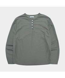 コンフォートベーシックヘンリーネックセミオーバーフィットコットンロングスリーブデイリーTシャツ_3COLOR