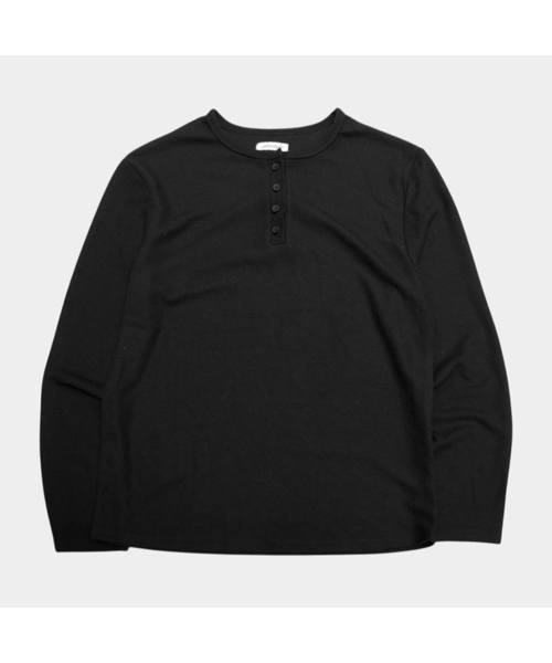 PLACESTUDIOMAN(プレイススタジオメンズ)の「コンフォートベーシックヘンリーネックセミオーバーフィットコットンロングスリーブデイリーTシャツ_3COLOR(Tシャツ/カットソー・メンズ・グレー/カーキ/ブラック・FREE)」の2枚目の写真
