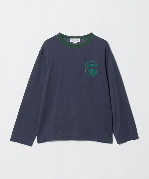 AMERICANA(アメリカーナ)の「<Americana>ロゴ リンガーTシャツ(Tシャツ/カットソー・レディース・ネイビー・FREE)」の1枚目の写真