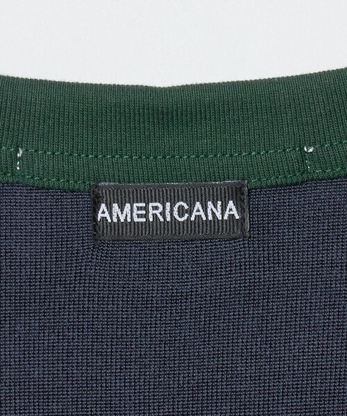 AMERICANA(アメリカーナ)の「<Americana>ロゴ リンガーTシャツ(Tシャツ/カットソー・レディース・ネイビー・FREE)」の2枚目の写真