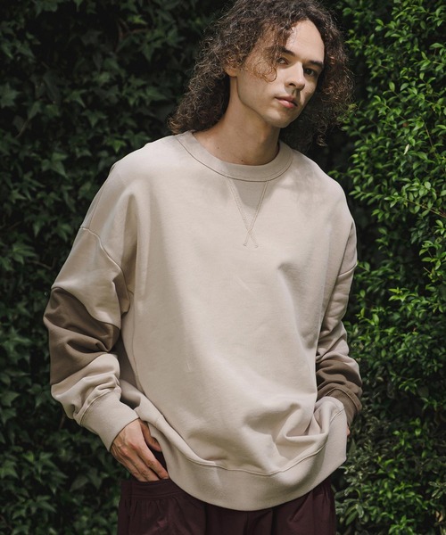 CAMBIO(カンビオ)の「msw1942- Asymmetric Color Sweat Crewneck スウェット(A76926cmb)(スウェット・メンズ・ブラック/ブラウン系その他/ミックスグレー/ライトベージュ・L/M/S)」の4枚目の写真