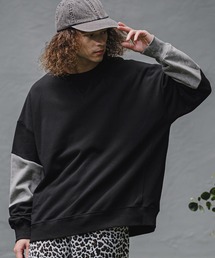 msw1942- Asymmetric Color Sweat Crewneck スウェット(A76926cmb)