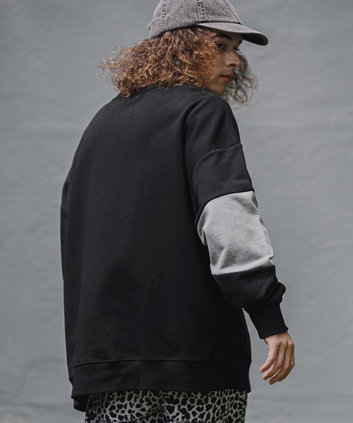 CAMBIO(カンビオ)の「msw1942- Asymmetric Color Sweat Crewneck スウェット(A76926cmb)(スウェット・メンズ・ブラック/ブラウン系その他/ミックスグレー/ライトベージュ・L/M/S)」の6枚目の写真