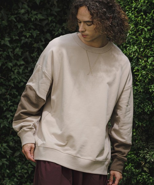 CAMBIO(カンビオ)の「msw1942- Asymmetric Color Sweat Crewneck スウェット(A76926cmb)(スウェット・メンズ・ブラック/ブラウン系その他/ミックスグレー/ライトベージュ・L/M/S)」の13枚目の写真