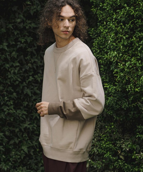 CAMBIO(カンビオ)の「msw1942- Asymmetric Color Sweat Crewneck スウェット(A76926cmb)(スウェット・メンズ・ブラック/ブラウン系その他/ミックスグレー/ライトベージュ・L/M/S)」の14枚目の写真