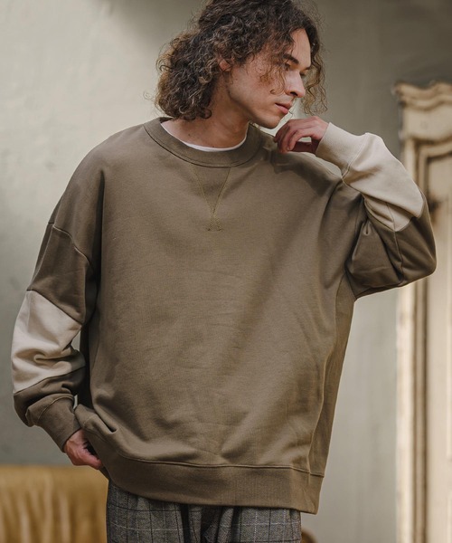 CAMBIO(カンビオ)の「msw1942- Asymmetric Color Sweat Crewneck スウェット(A76926cmb)(スウェット・メンズ・ブラック/ブラウン系その他/ミックスグレー/ライトベージュ・L/M/S)」の17枚目の写真