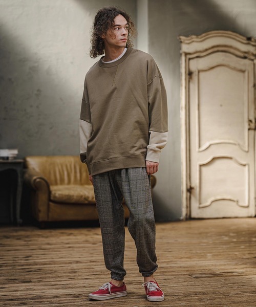 CAMBIO(カンビオ)の「msw1942- Asymmetric Color Sweat Crewneck スウェット(A76926cmb)(スウェット・メンズ・ブラック/ブラウン系その他/ミックスグレー/ライトベージュ・L/M/S)」の19枚目の写真