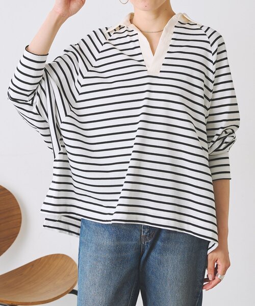 BEARDSLEY(ビアズリー)の「スキッパードルマンカットソー(Tシャツ/カットソー・レディース・ホワイト/ブラック・FREE)」の1枚目の写真