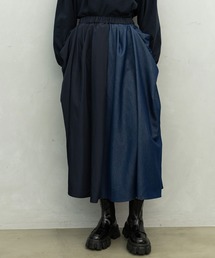 デニム切替えデザインスカート