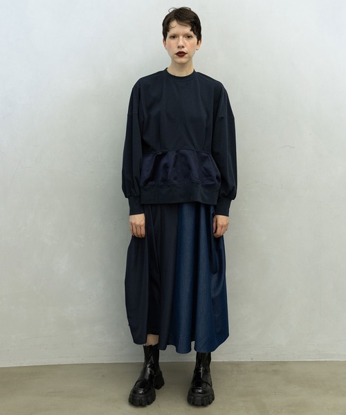MARECHAL TERRE(マルシャルテル)の「デニム切替えデザインスカート(スカート・レディース・カーキ/ネイビー/ブラック/グレー・MEDIUM)」の7枚目の写真