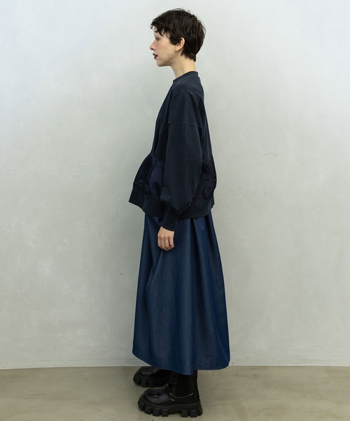 MARECHAL TERRE(マルシャルテル)の「デニム切替えデザインスカート(スカート・レディース・カーキ/ネイビー/ブラック/グレー・MEDIUM)」の8枚目の写真