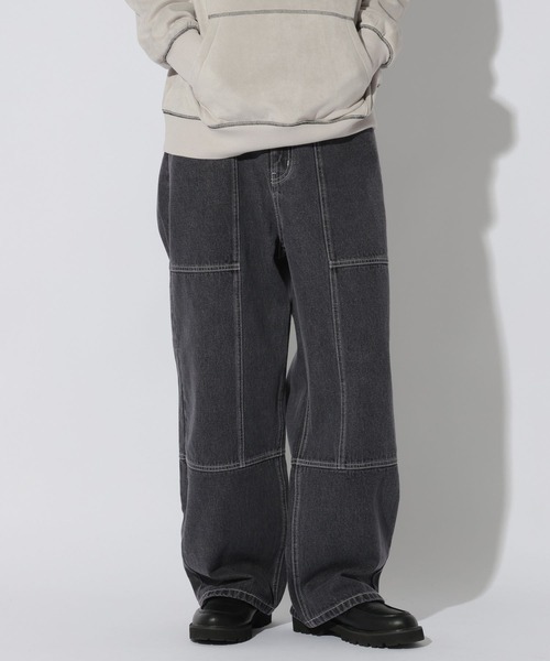 LAKOLE（ラコレ）の「切替ダブルニーデニムパンツ / 1051130（デニムパンツ・メンズ・ブルー/ブラック・LARGE/MEDIUM）」の2枚目の写真