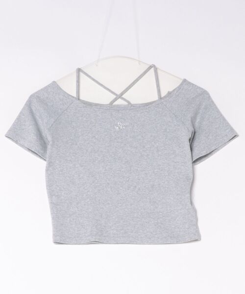 EMODA(エモダ)の「2WAY STRING RIB TOPS(Tシャツ/カットソー・レディース・グレー/ホワイト・FREE)」の2枚目の写真
