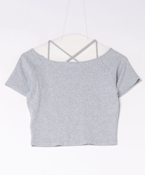EMODA(エモダ)の「2WAY STRING RIB TOPS(Tシャツ/カットソー・レディース・グレー/ホワイト・FREE)」の3枚目の写真