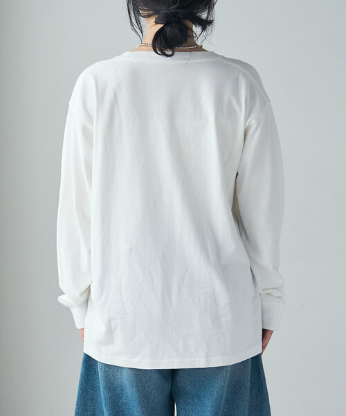FREAK'S STORE（フリークスストア）の「フロッキープリント カレッジロゴロンT/フロッキーロゴTシャツ（Tシャツ/カットソー・レディース・レッド/ネイビー/オフホワイト・ﾌﾘ-）」の15枚目の写真