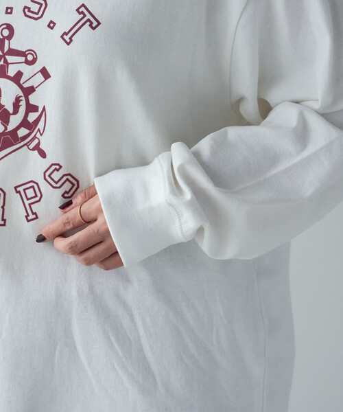 FREAK'S STORE（フリークスストア）の「フロッキープリント カレッジロゴロンT/フロッキーロゴTシャツ（Tシャツ/カットソー・レディース・レッド/ネイビー/オフホワイト・ﾌﾘ-）」の17枚目の写真