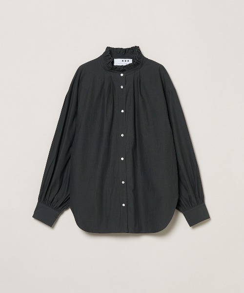 three dots(スリードッツ)の「ウォッシュドコットン ギャザーシャツ(シャツ/ブラウス・レディース・ブルー系その他2/チャコール/ブルー系その他/ホワイト・SMALL)」の2枚目の写真