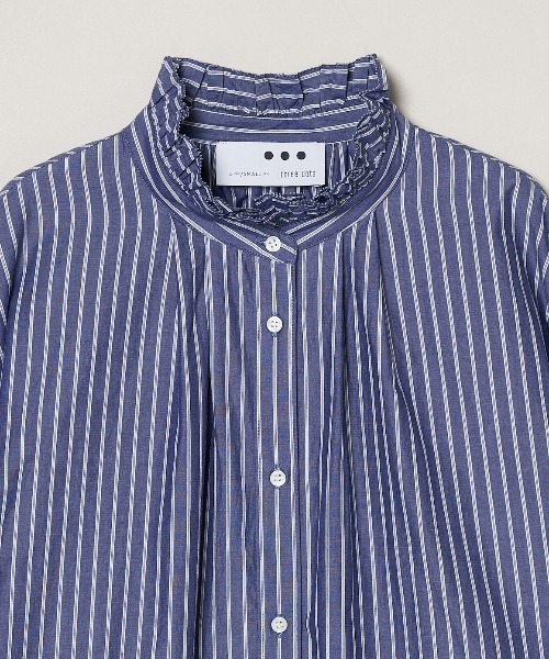 three dots(スリードッツ)の「ウォッシュドコットン ギャザーシャツ(シャツ/ブラウス・レディース・ブルー系その他2/チャコール/ブルー系その他/ホワイト・SMALL)」の18枚目の写真