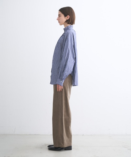 three dots(スリードッツ)の「ウォッシュドコットン ギャザーシャツ(シャツ/ブラウス・レディース・ブルー系その他2/チャコール/ブルー系その他/ホワイト・SMALL)」の7枚目の写真