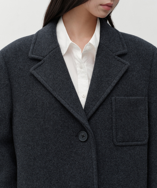 MUSINSA STANDARD WOMAN（ムシンサスタンダードウーマン）の「ウィメンズカシミヤブレンドアウトポケットシングルコート[チャコールグレー]（チェスターコート・レディース・その他・MEDIUM/LARGE/X-SMALL/SMALL）」の4枚目の写真