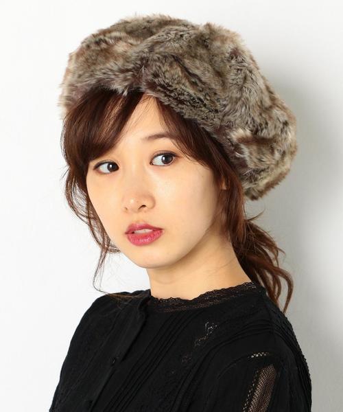 Another Edition(アナザーエディション)の「フェイクファーモコモコベレー帽/AEBFC モコモコ BRT◆(ハンチング/ベレー帽・レディース・ナチュラル/ブラウン・FREE)」の3枚目の写真