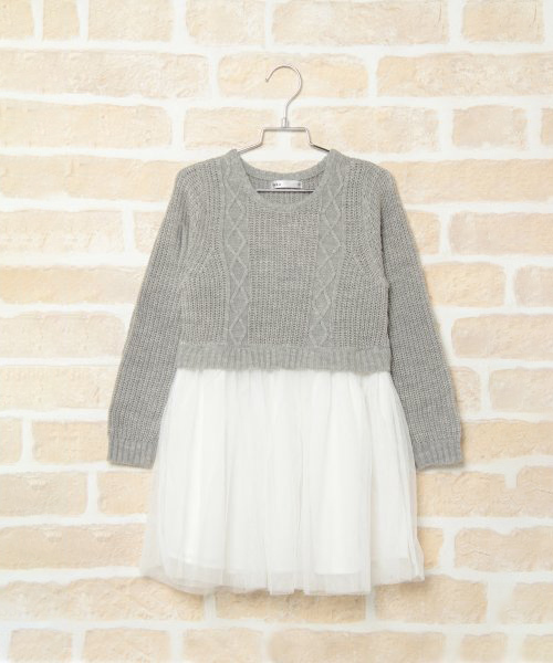 Ikka イッカ の キッズ ニットチュールドッキングワンピース 100 130cm ワンピース Wear