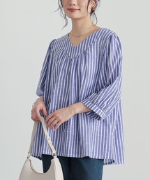 『ふんわりストライプデザインブラウス』