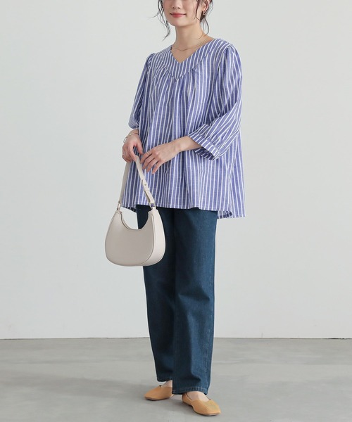 n'OrLABEL(ノアールレーベル)の「『ふんわりストライプデザインブラウス』(シャツ/ブラウス・レディース・ホワイト×ブルー・FREE)」の18枚目の写真