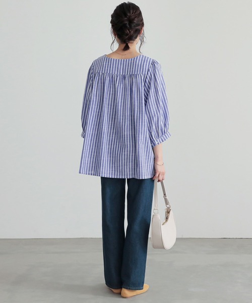 n'OrLABEL(ノアールレーベル)の「『ふんわりストライプデザインブラウス』(シャツ/ブラウス・レディース・ホワイト×ブルー・FREE)」の19枚目の写真