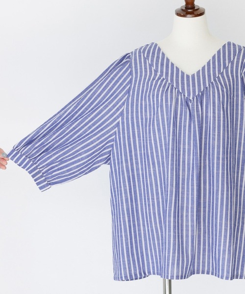 n'OrLABEL(ノアールレーベル)の「『ふんわりストライプデザインブラウス』(シャツ/ブラウス・レディース・ホワイト×ブルー・FREE)」の16枚目の写真