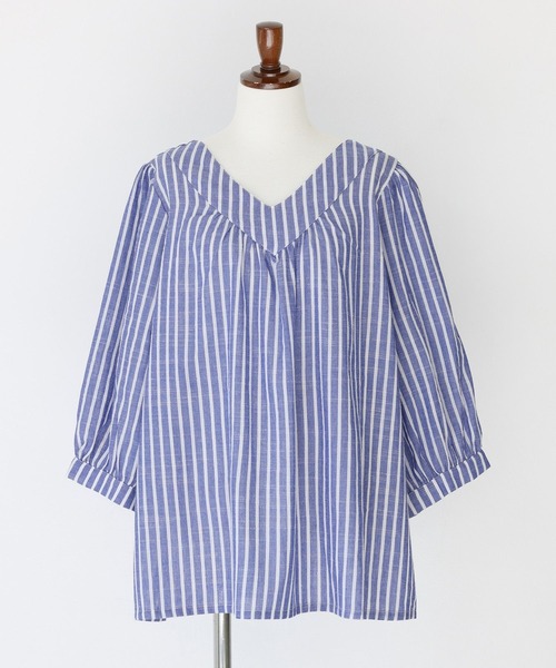n'OrLABEL(ノアールレーベル)の「『ふんわりストライプデザインブラウス』(シャツ/ブラウス・レディース・ホワイト×ブルー・FREE)」の17枚目の写真