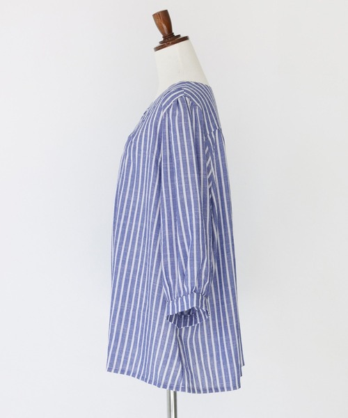 n'OrLABEL(ノアールレーベル)の「『ふんわりストライプデザインブラウス』(シャツ/ブラウス・レディース・ホワイト×ブルー・FREE)」の7枚目の写真