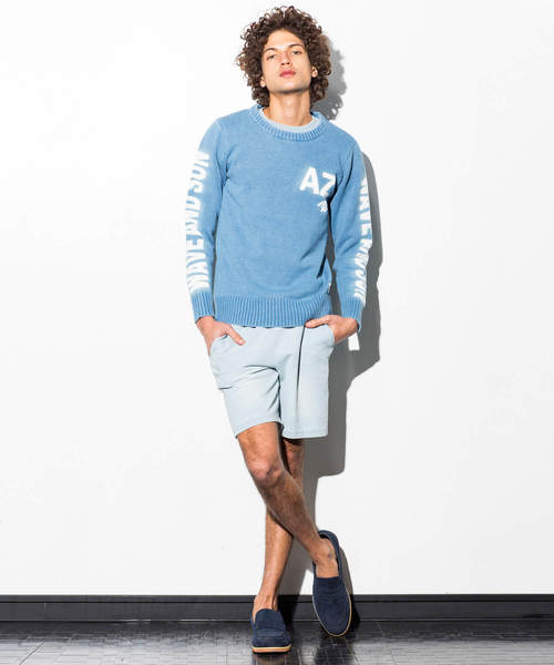 AZ by junhashimoto(エーゼイ バイ ジュンハシモト)の「AZ by junhashimoto(エーゼイ バイ ジュンハシモト)ロゴデザインインディゴ染めサマーニット(ニット/セーター・メンズ・サックスブルー/ブルー・LARGE/MEDIUM/SMALL/X-LARGE)」の7枚目の写真